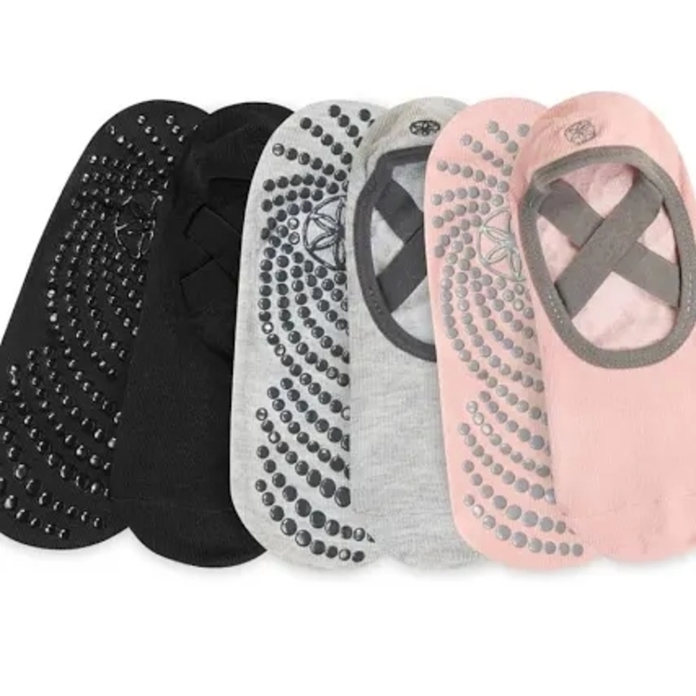 Non-Slip Yoga Socks Set - Black, Gray, Pink